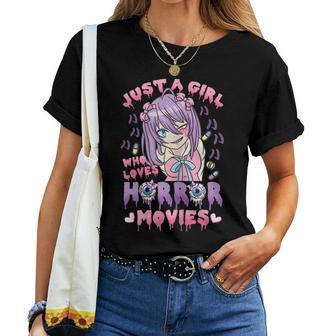 Just A Girl Who Loves Horror Movies Anime Halloween Costume Women T-shirt | Mazezy