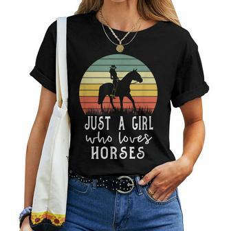 Just A Girl Who Loves Horses Cowgirl Farm Equestrian Rodeo Women T-shirt | Mazezy