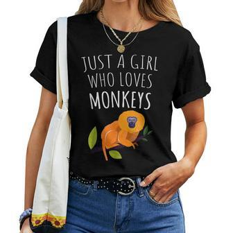 Just A Girl Who Loves Monkeys Golden Lion Tamarin Women T-shirt | Mazezy