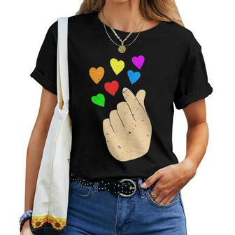 K-Pop Gay Pride Month Lgbtq Rainbow Hearts Lgbt Equality Women T-shirt | Mazezy