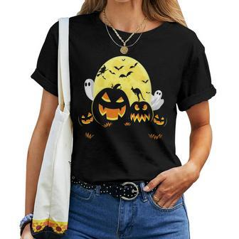 Kangaroo On Scary Pumpkin Halloween Full Moon Boo Ghost Women T-shirt | Mazezy