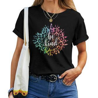 Be Kind Multi Colored Leopard Sunflower For Women And Girls Women T-shirt | Mazezy