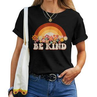 Be Kind Rainbow Choose Kindness Anti Bullying Groovy Organe Women T-shirt - Seseable