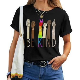 Be Kind Sign Language Hand Talking Lgbt Gay Les Pride Asl Women T-shirt | Mazezy AU