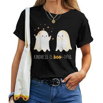 Kindness Is Boo Tiful Teacher Cute Ghost Halloween Women T-shirt - Thegiftio UK