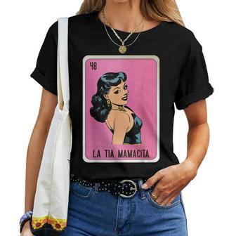 La Tia Mamacita Mexican Slang Chicano Bingo Cards Women T-shirt Short Sleeve Graphic - Monsterry UK