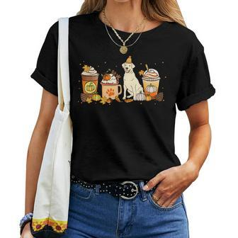 Labrador Retriever Coffee Pumpkin Spice Fall Thanksgiving For Coffee Lovers Women T-shirt | Mazezy
