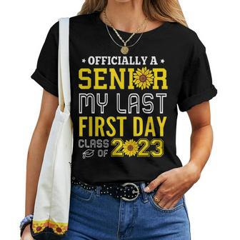 My Last First Day Of Senior Year 2023 Sunflower Seniors Women T-shirt | Mazezy