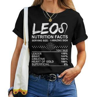 Leo Nutrition Facts July August Birthday Zodiac Sign Mom Dad Women T-shirt | Mazezy DE