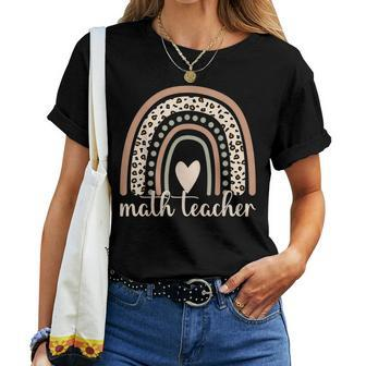 Leopard Rainbow Math Teacher Professor Women T-shirt Short Sleeve Graphic - Thegiftio UK