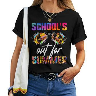 Leopard Tie Dye Schools Out For Summer Teacher Vacation Women T-shirt | Mazezy