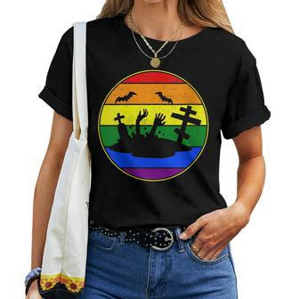 Lesbian Stuff Lgbtq Gay Goth Pride Coming Out Graveyard Bats Women T-shirt | Mazezy
