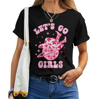 Let's Go Girls Western Cowgirl Groovy Bachelorette Party Women T-shirt - Monsterry