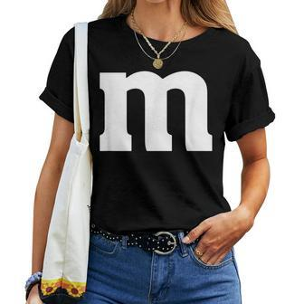 Letter M Simple Lazy Halloween Costume Party Women T-shirt - Seseable