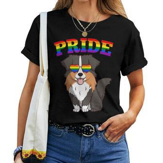 Lgbt Australian Shepherd Dog Gay Pride Rainbow Lgbtq Cute Women T-shirt Crewneck | Mazezy