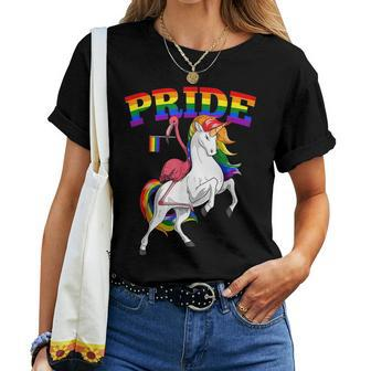 Lgbt Flamingo Bird Unicorn Gay Pride Rainbow Lgbtq Cute Women T-shirt Crewneck | Mazezy
