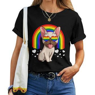 Lgbt French Bulldoggys Dog Gay Pride Rainbows Lgbtq Women T-shirt Crewneck | Mazezy DE