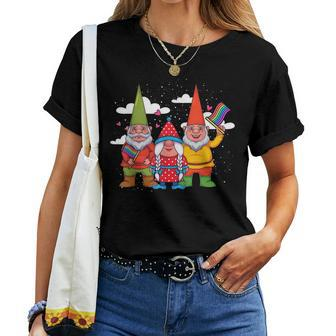 Lgbt Gay Pride Garden Gnome Lover Rainbow Flag Nordic Gnome Women T-shirt | Mazezy