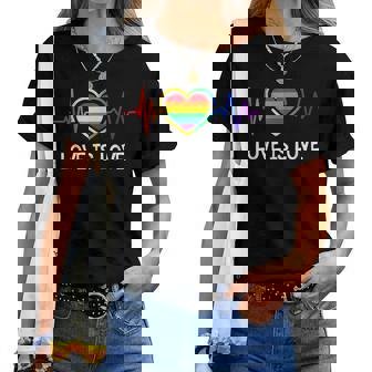Lgbt Gay Pride Heartbeat Lesbian Gays Love Sexy Rainbow Gift  Women T-shirt Casual Daily Crewneck Short Sleeve Graphic Basic Unisex Tee