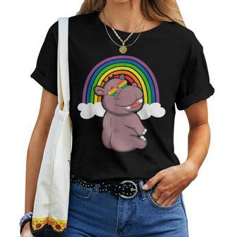 Lgbt Hippopotamus Gay Pride Rainbow Lgbtq Cute Hippo Women T-shirt | Mazezy