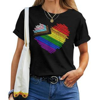 Lgbt The Modern Pride Flag Heart Pride Rainbow Women T-shirt - Seseable