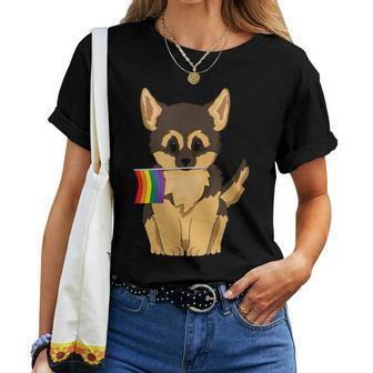 Lgbt Pride German Shepherd Dog Rainbow Flag Gay Lesbian Love Women T-shirt | Mazezy
