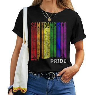 Lgbt Pride San Francisco Skyline Rainbow Flag Support Lover Women T-shirt | Mazezy