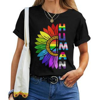 Lgbt Pride Social Movement Human Peace Sunflower Women T-shirt | Mazezy