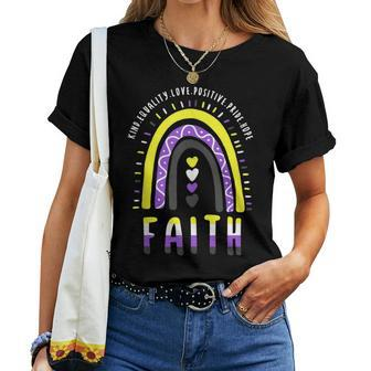 Lgbt Quote Faith Nonbinary Boho Rainbow Faith Women T-shirt Crewneck | Mazezy