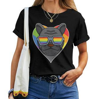 Lgbt Rainbow - Dog French Bulldog - Gay Pride - Dog Owner Women T-shirt Crewneck | Mazezy