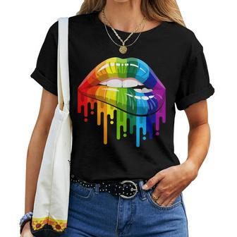 Lgbt Rainbow Lips Pride Gay Homosexual Lesbian Women T-shirt | Mazezy