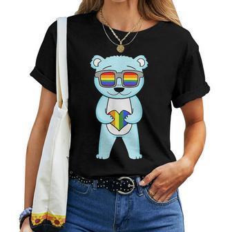Lgbt Supporter Bear Rainbow Gay Pride Lgbt Heart Women T-shirt | Mazezy