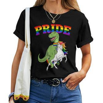 Lgbt T-Rex Dinosaur Unicorn Gay Pride Rainbow Lgbtq Cute Women T-shirt | Mazezy