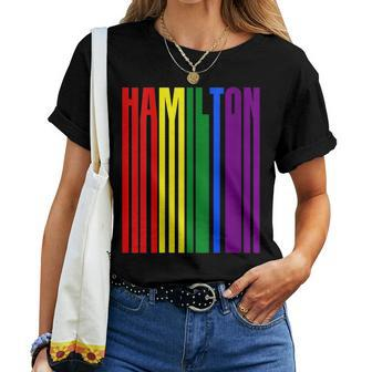 Lgbtq Flag Corols Hamilton Canada - Canadian Pride Women T-shirt Crewneck | Mazezy