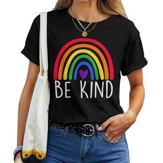 Lgbtq Be Kind Gay Pride Lgbt Ally Rainbow Flag Retro Vintage Women T-shirt