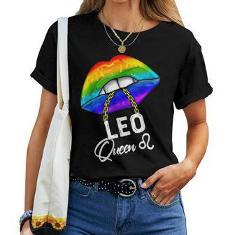 Lgbtq Leo Queen Lips Zodiac Rainbow Gay Pride Flag Lesbain Women T-shirt | Mazezy DE