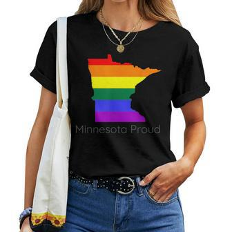 Lgbtq Minnesota Gay Pride Proud Rainbow Flag Love Is Love Women T-shirt Crewneck | Mazezy