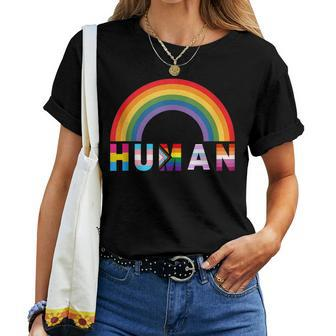 Lgbtq Pride Rainbow Human Clothing Women Crewneck Short T-shirt - Monsterry AU