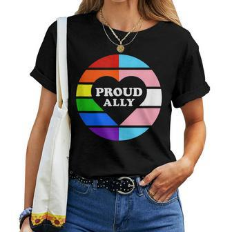 Lgbtq Proud Ally With Lgbt Rainbow Flag Sf Gay Pride Month Women T-shirt | Mazezy