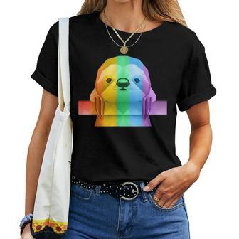 Lgbtq Rainbow Pride Flag Cute Low Poly Sloth Women T-shirt | Mazezy