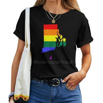 Lgbtq Rhode Island Gay Pride Proud Rainbow Flag Love Is Love Women T-shirt | Mazezy