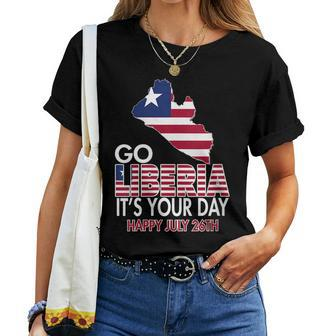 Liberia Its Your Independence Day Love Liberia Flag Map Women T-shirt | Mazezy CA