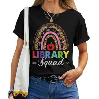 Library Squad Rainbow Leopard Teacher Librarian Bookworm For Teacher Women T-shirt | Mazezy