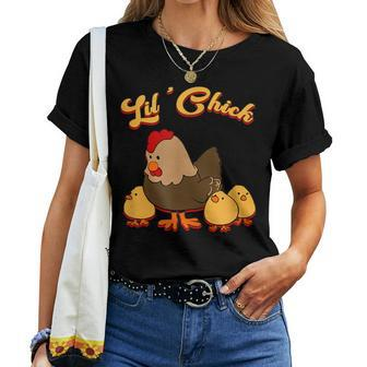 Lil' Chick Cute Momma Chicken With Baby Chicks Women T-shirt | Mazezy