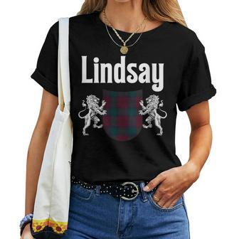 Lindsay Clan Scottish Name Coat Of Arms Tartan Women T-shirt | Mazezy