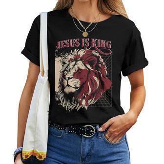Lion Jesus Is King Christian Bible Scripture Faith Quote Women T-shirt - Monsterry CA