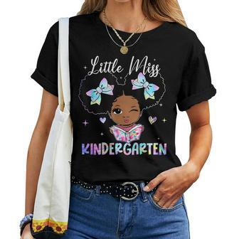 Little Miss Kindergarten Back To School Black Girls Women T-shirt Short Sleeve Graphic - Thegiftio UK