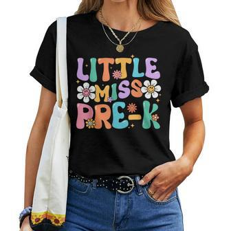 Little Miss Pre K Girl Retro Happy First Day Back To School Women T-shirt | Mazezy