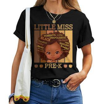 Little Miss Prek Black Girls Back To School Pre-K Student Women T-shirt | Mazezy