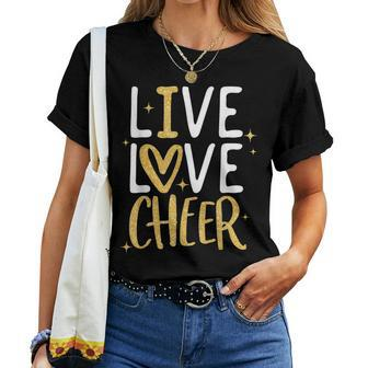 Live Love Cheer Girl Cheerleading Cheerleader Cheer Women T-shirt - Seseable